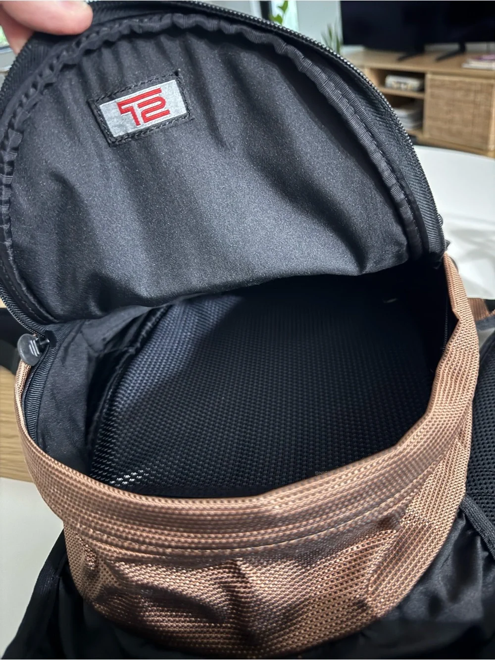 Tumi Men's Brown Nylon Backpack Duo with Black Trim